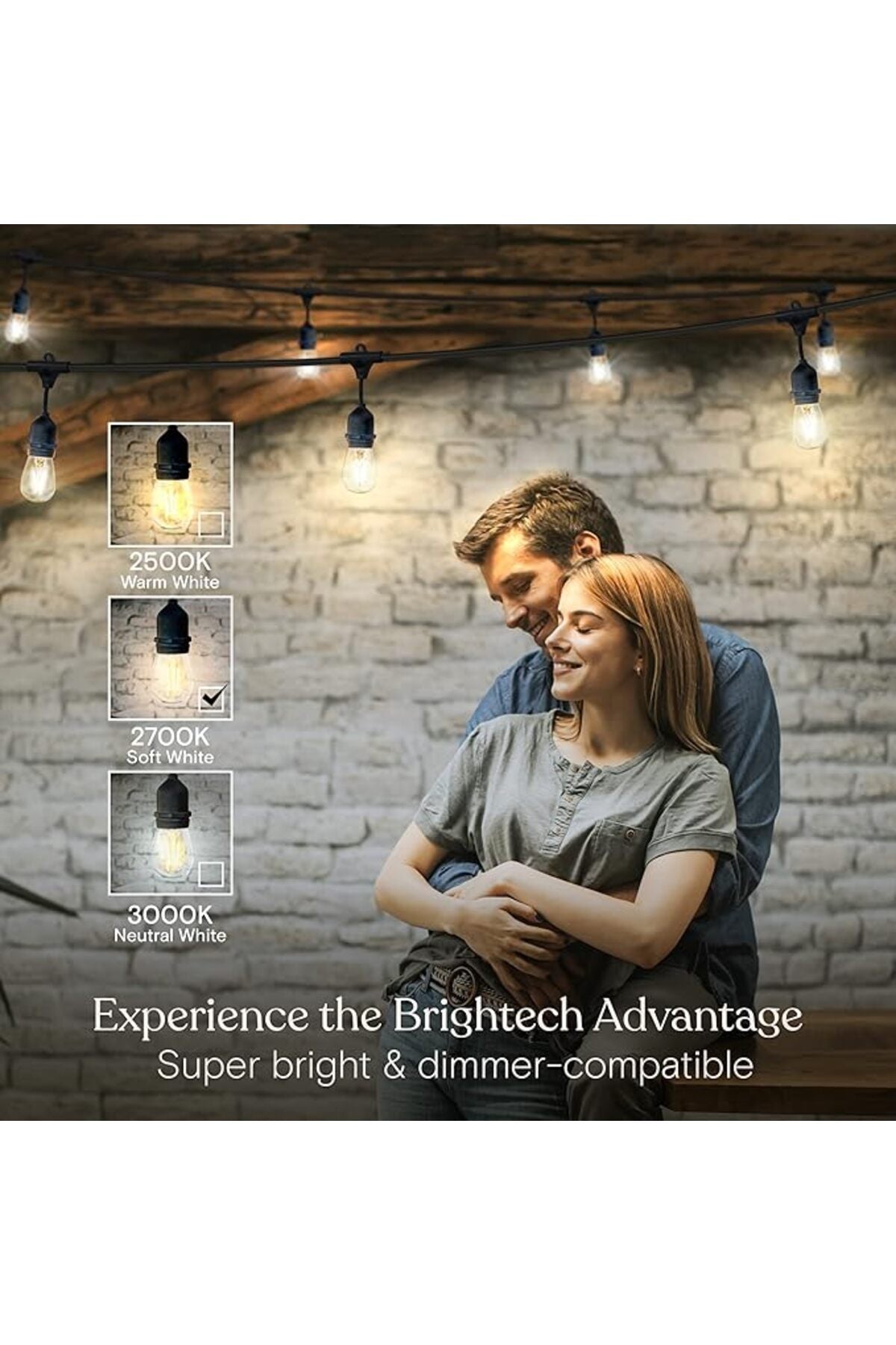 Ghirlandă luminoasă de exterior, 10 m, 20 becuri LED de 2 W, alb cald