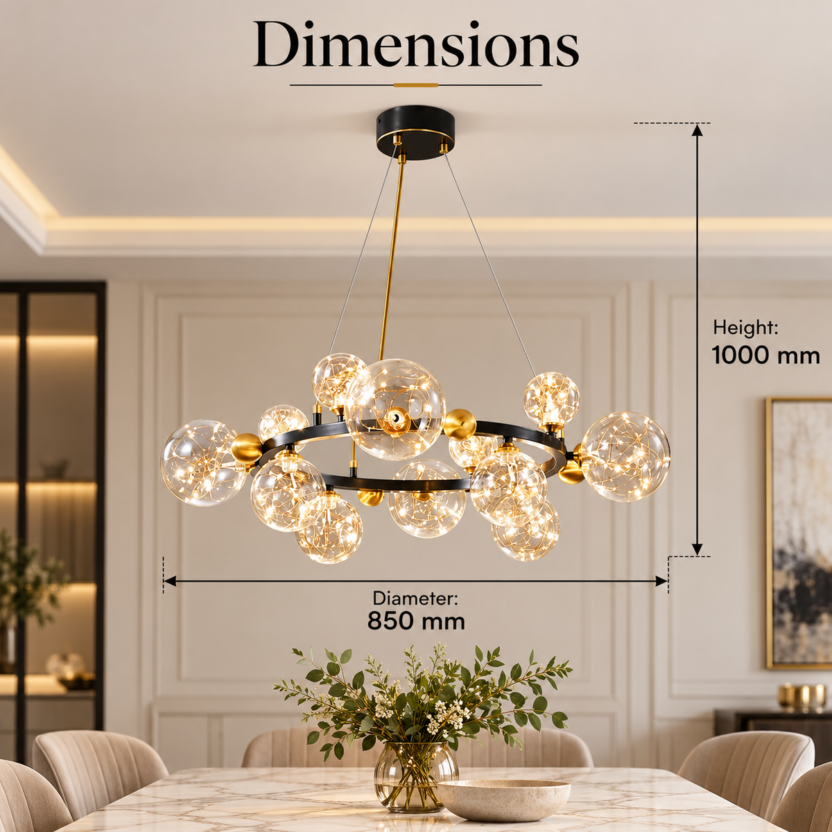Plafonieră LED cu 12 surse, Ø85 cm, 3 temperaturi de culoare, acril mat