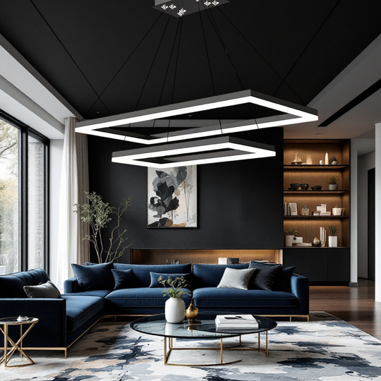 Pendul LED negru cu două elemente dreptunghiulare