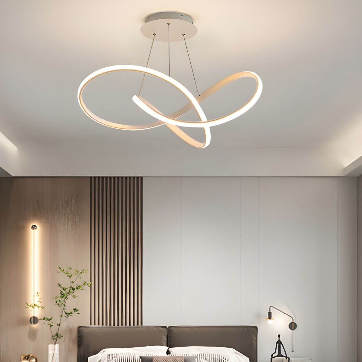Pendul LED INFINITY alb, cu telecomandă, intensitate și culoare reglabile