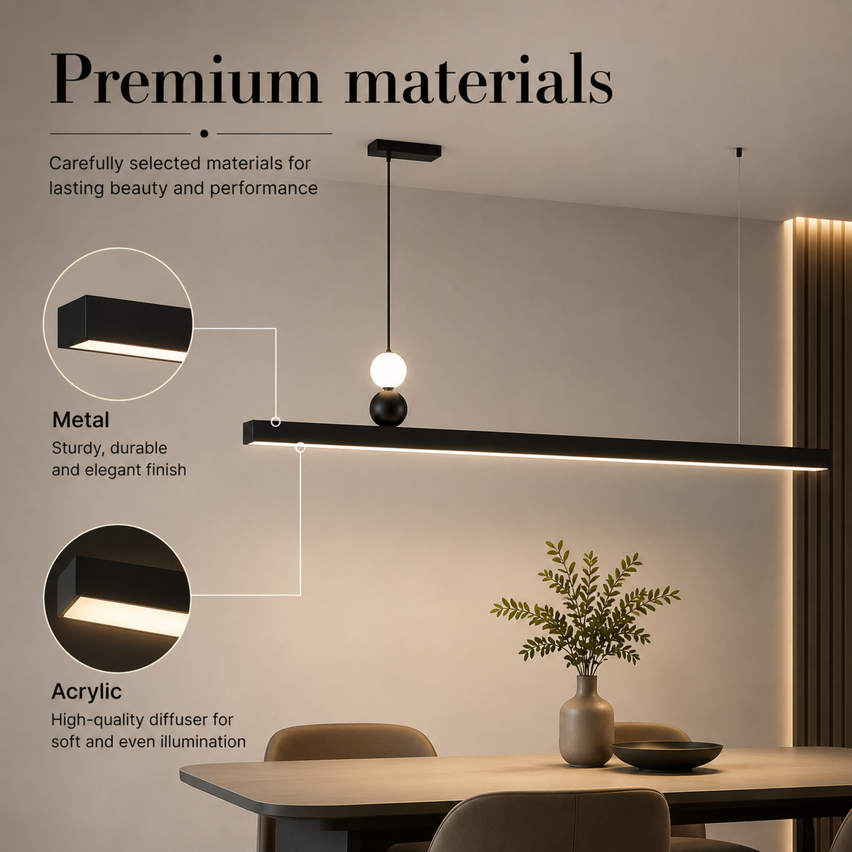 Plafonieră LED neagră 100 cm, 56 W, 3 culori, Wi-Fi și telecomandă
