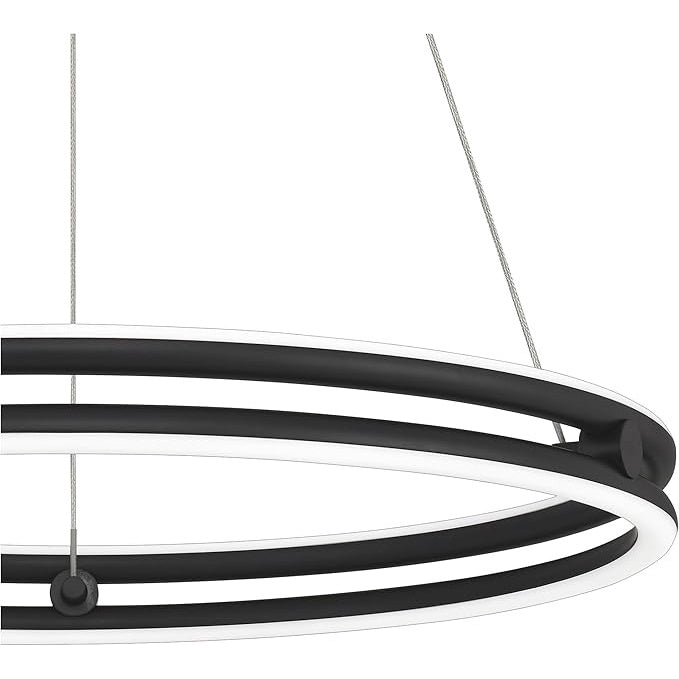 Pendul LED negru, 60 cm, dimabil, cu telecomandă, 3 culori de lumină