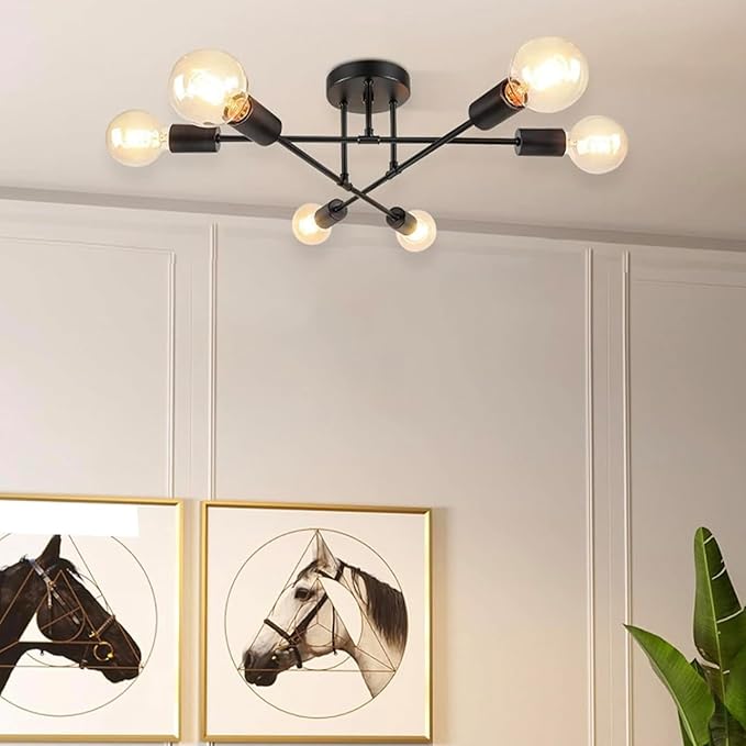 Plafonieră modernă neagră E27, diametru 60 cm