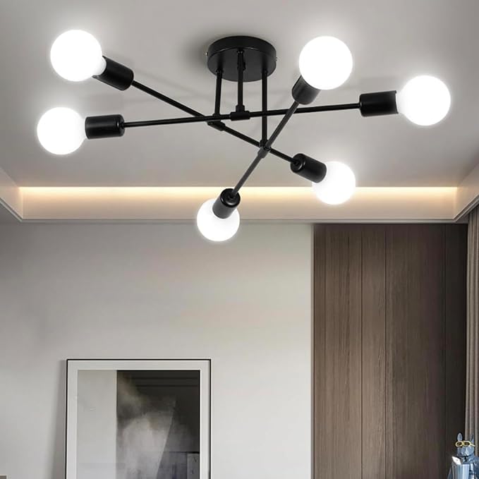 Plafonieră modernă neagră E27, diametru 60 cm
