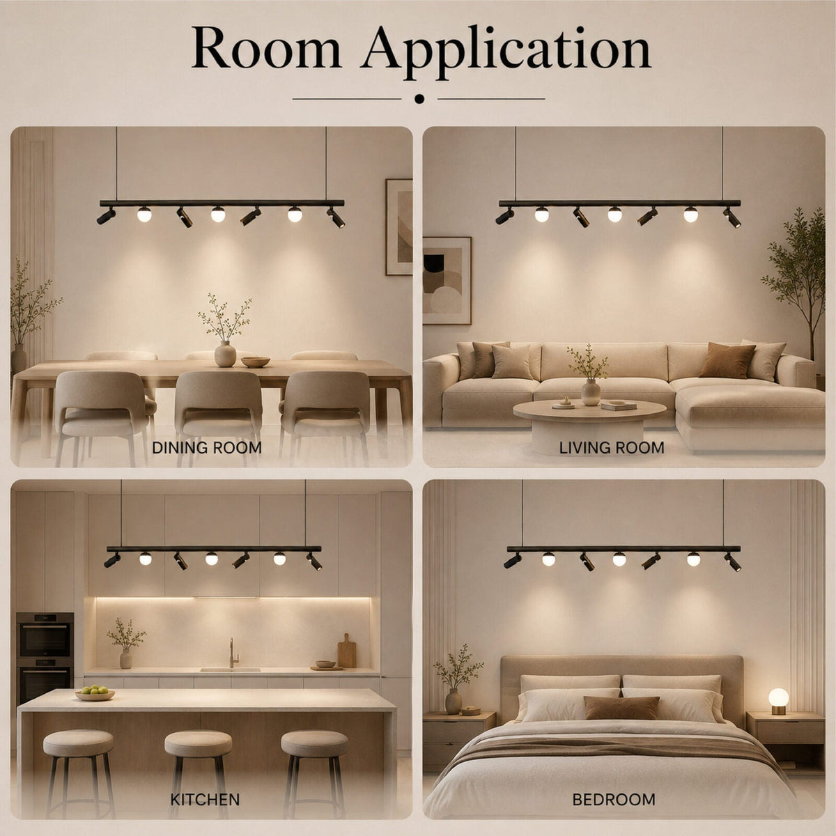 Plafonieră LED neagră cu 7 spoturi, 27 W, 2600 lm, 4000 K, 100 cm