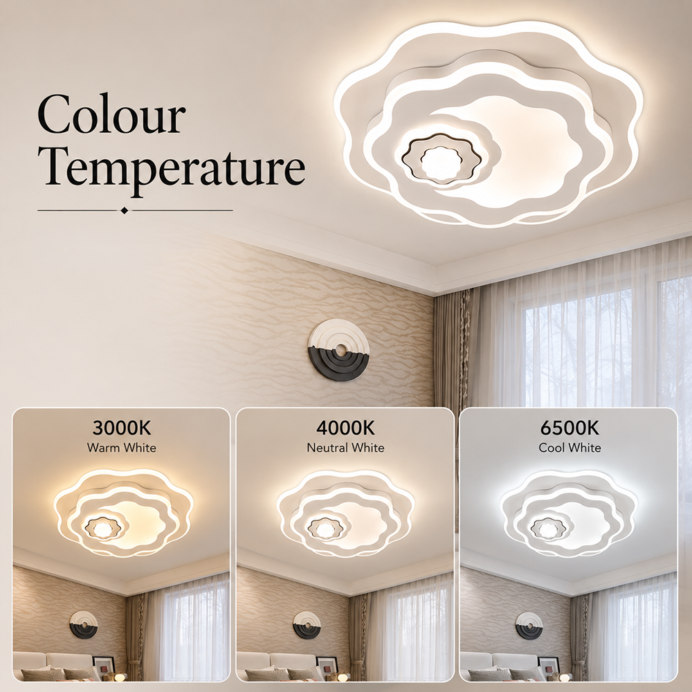 Plafonieră LED pătrată, 35 cm, Wi-Fi, telecomandă, 3 culori, 3500 lm