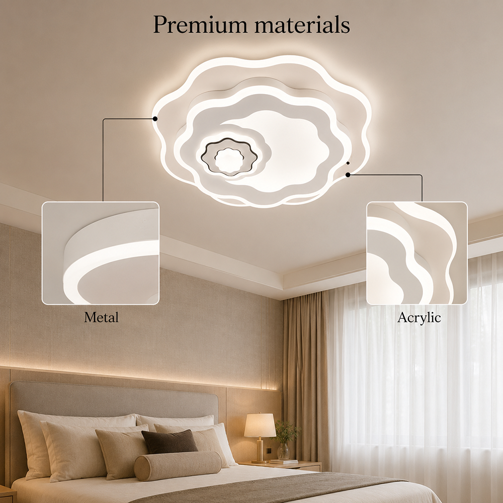 Plafonieră LED pătrată, 35 cm, Wi-Fi, telecomandă, 3 culori, 3500 lm