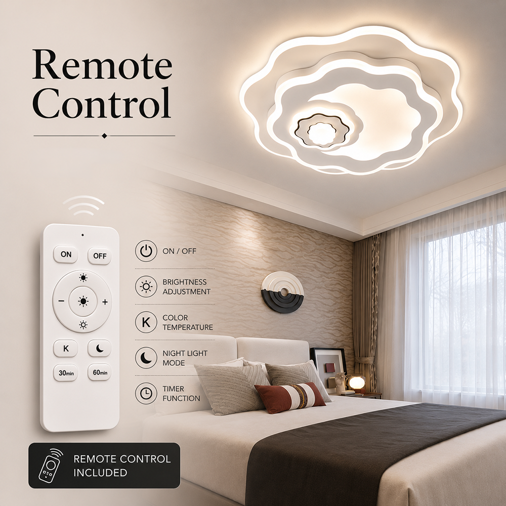 Plafonieră LED pătrată, 35 cm, Wi-Fi, telecomandă, 3 culori, 3500 lm
