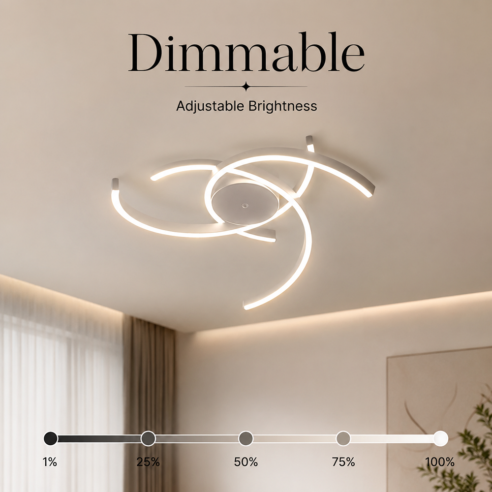 Plafonieră LED dimabilă Wi-Fi cu telecomandă, 58 cm, albă, 3 surse