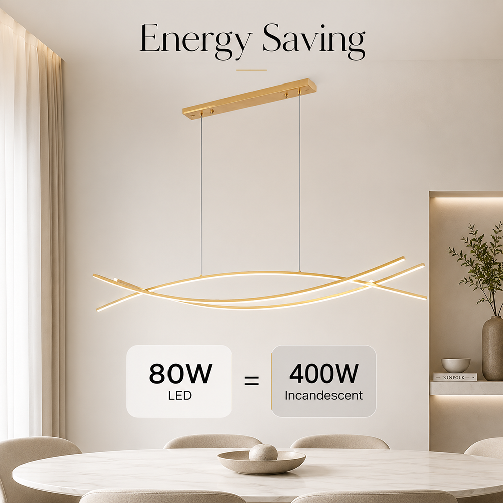 Plafonieră LED aurie 120 cm, 80 W, 3 culori, cu telecomandă
