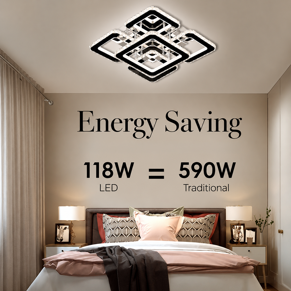 Plafonieră LED 5 surse, WiFi, dimabilă, cu telecomandă, 118 W, 50 cm