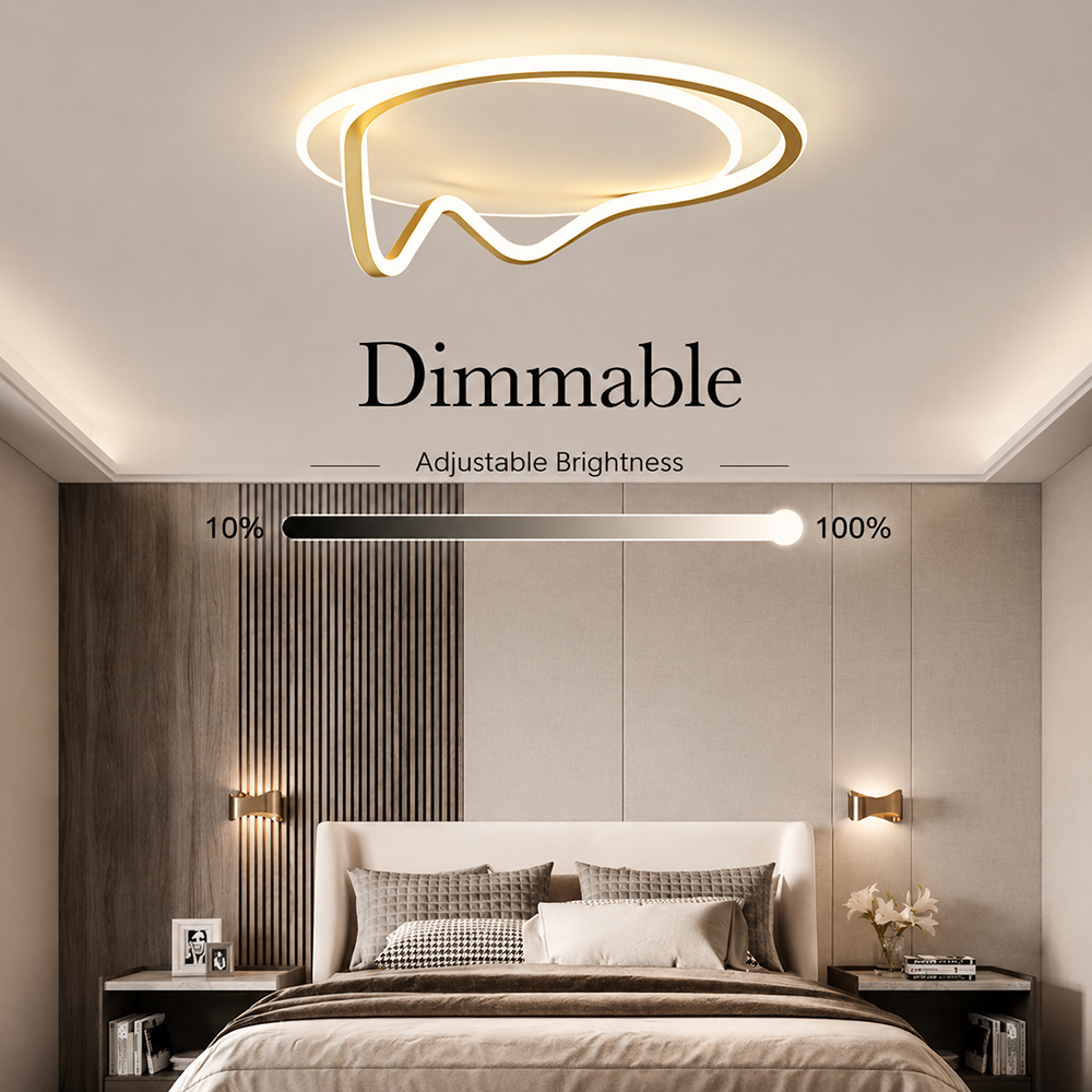 Plafonieră LED aurie, dimabilă, Wi-Fi, cu telecomandă, 53 cm