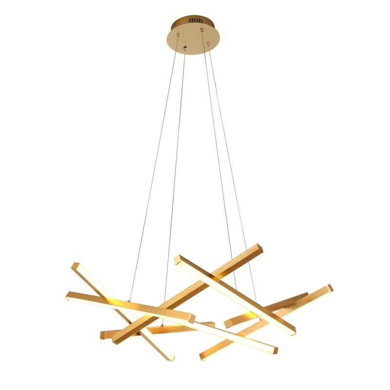 Plafonieră LED aurie, 70 cm, 76 W, dimabilă, Wi-Fi și telecomandă