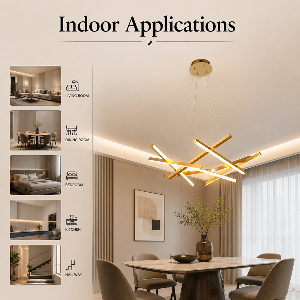 Plafonieră LED aurie, 70 cm, 76 W, dimabilă, Wi-Fi și telecomandă