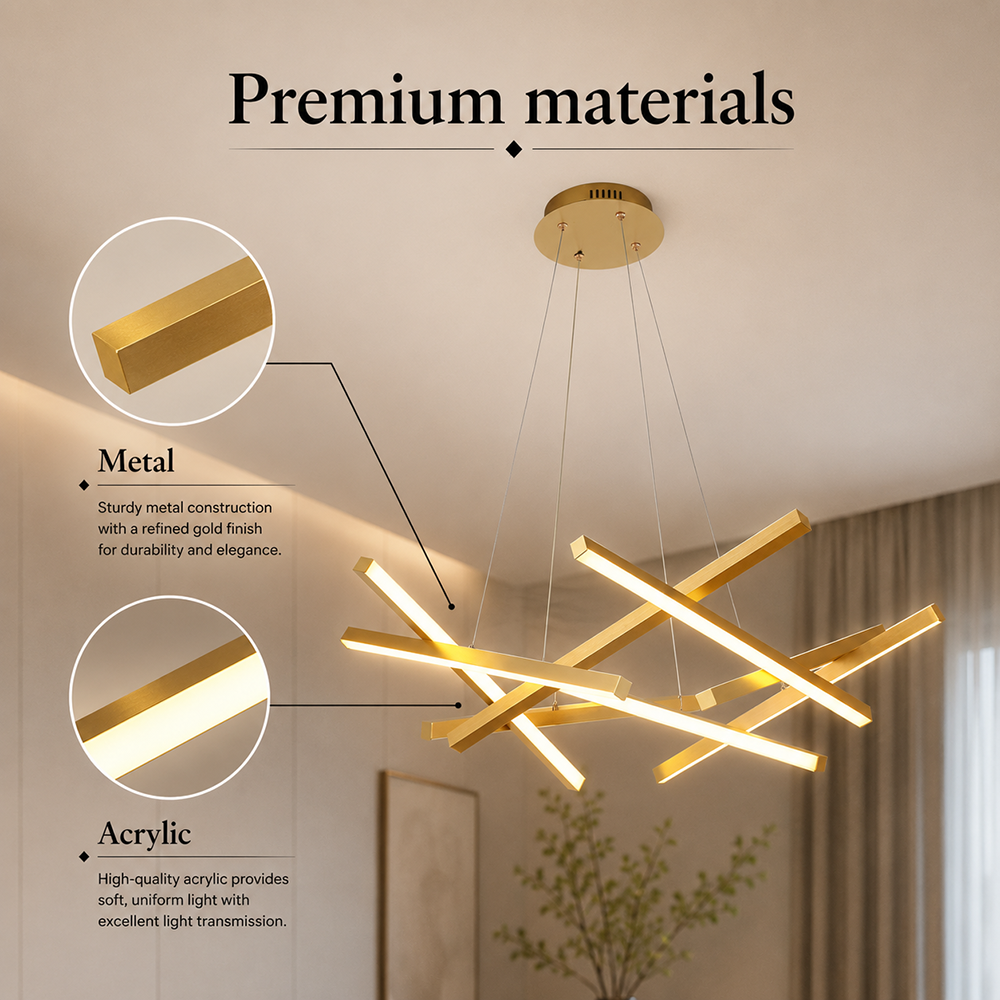 Plafonieră LED aurie, 70 cm, 76 W, dimabilă, Wi-Fi și telecomandă