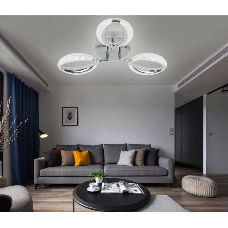 Plafonieră LED argintie 56W, Wi-Fi, telecomandă, dimabilă, 3 culori