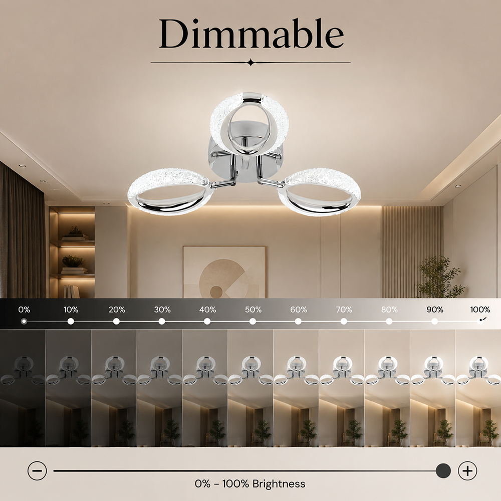 Plafonieră LED argintie 56W, Wi-Fi, telecomandă, dimabilă, 3 culori
