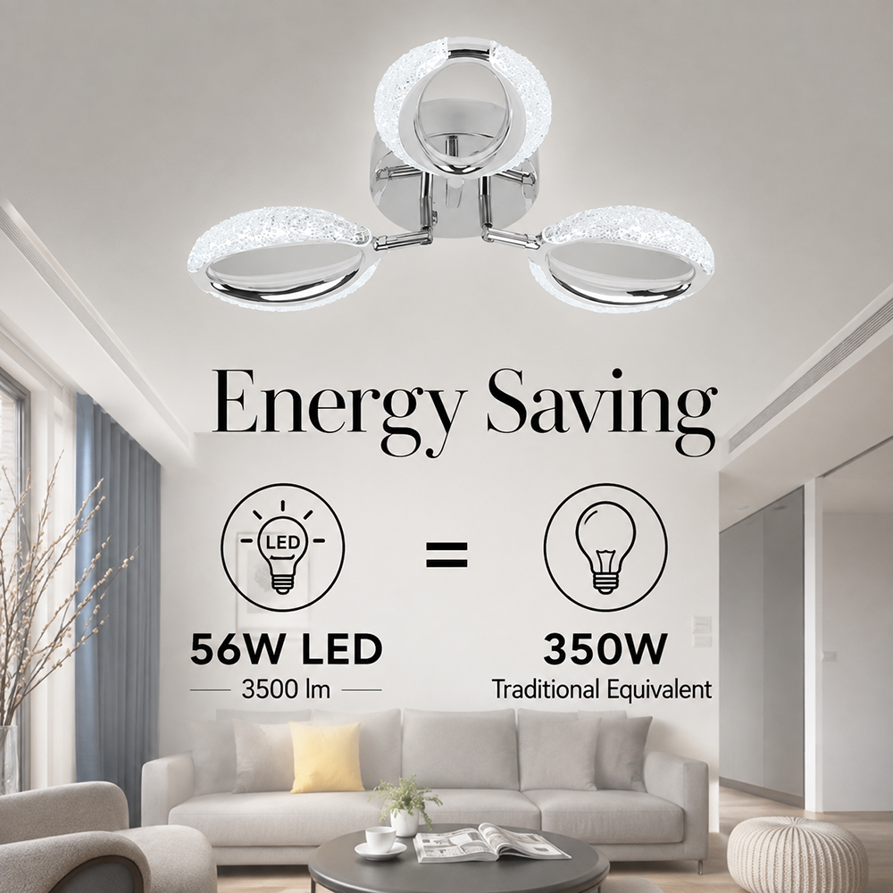 Plafonieră LED argintie 56W, Wi-Fi, telecomandă, dimabilă, 3 culori