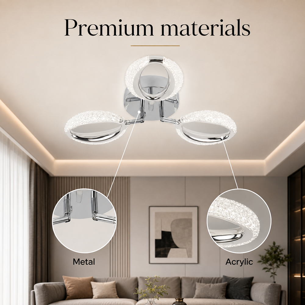 Plafonieră LED argintie 56W, Wi-Fi, telecomandă, dimabilă, 3 culori