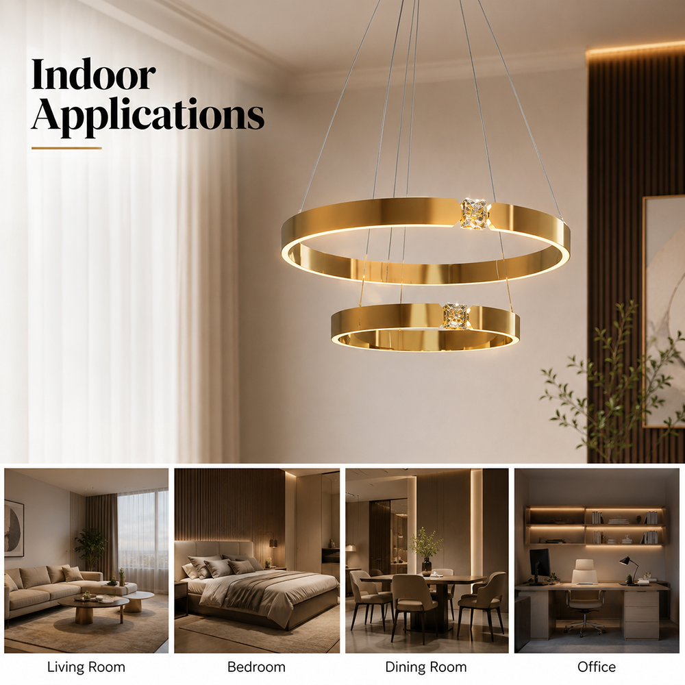 Plafonieră LED aurie, 70 W, 3000 lm, cu 3 culori de lumină