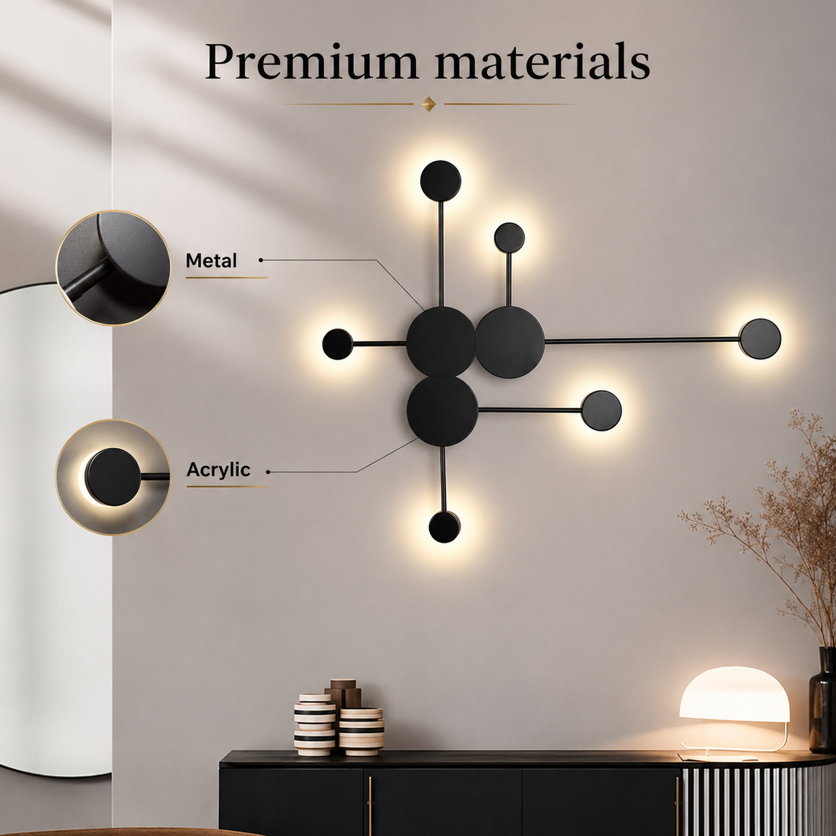 Plafonieră LED neagră, 60 W, 2000 lm, 3 temperaturi de culoare, Ø92 cm
