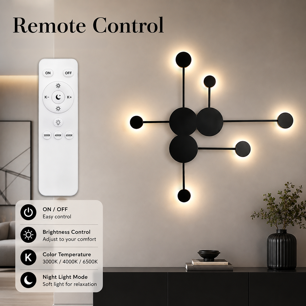 Plafonieră LED neagră, 60 W, 2000 lm, 3 temperaturi de culoare, Ø92 cm