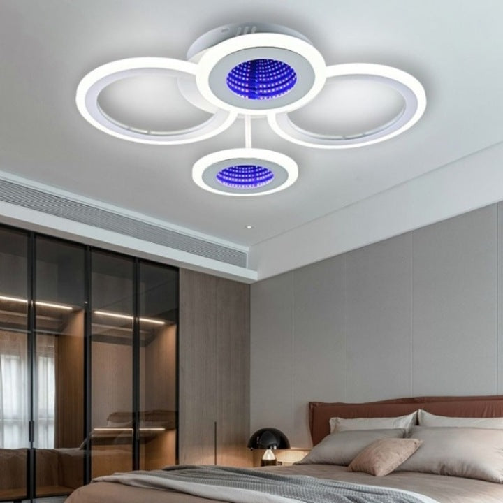 Plafonieră LED 3D, 4 surse, dimabilă, Wi-Fi, telecomandă, 57 cm