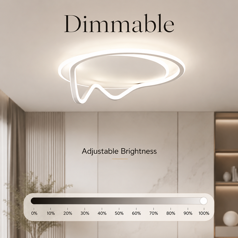 Plafonieră LED albă, dimabilă, WiFi și telecomandă, 3 culori, 53 cm