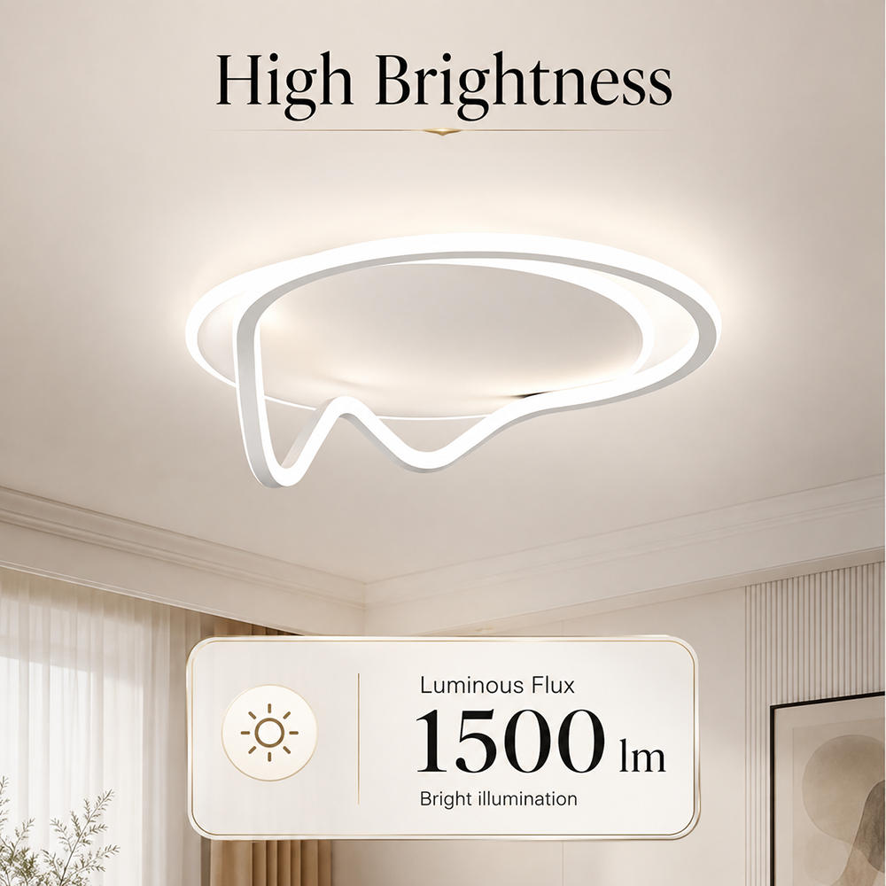 Plafonieră LED albă, dimabilă, WiFi și telecomandă, 3 culori, 53 cm