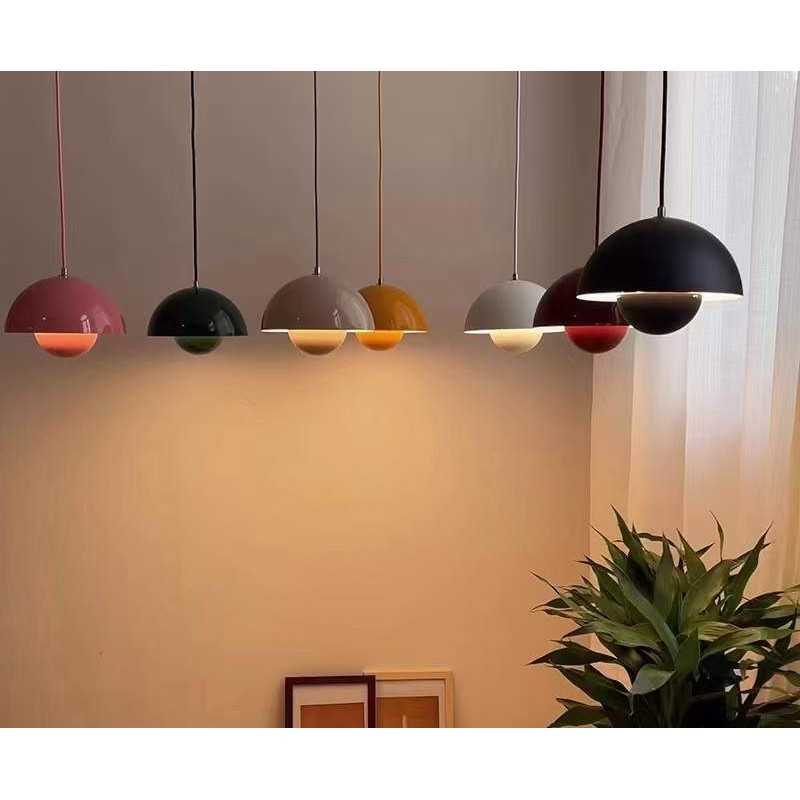 Pendul metalic roz E27, diametru 23 cm, înălțime 100 cm