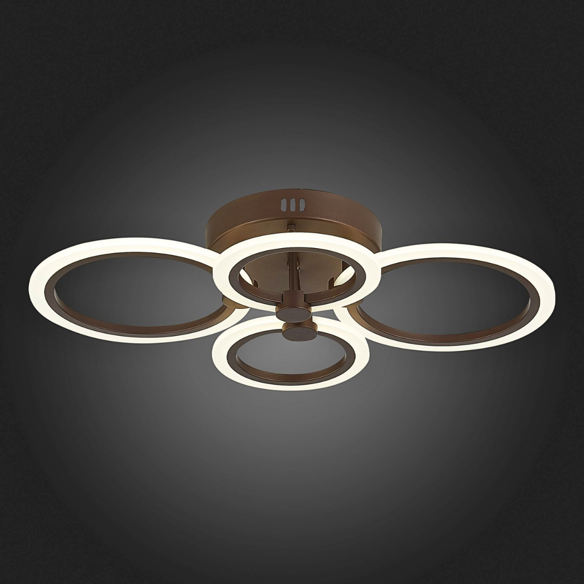 Plafonieră LED cu 4 cercuri, maro cafea, cu telecomandă, 72 W, 50 x 40 cm