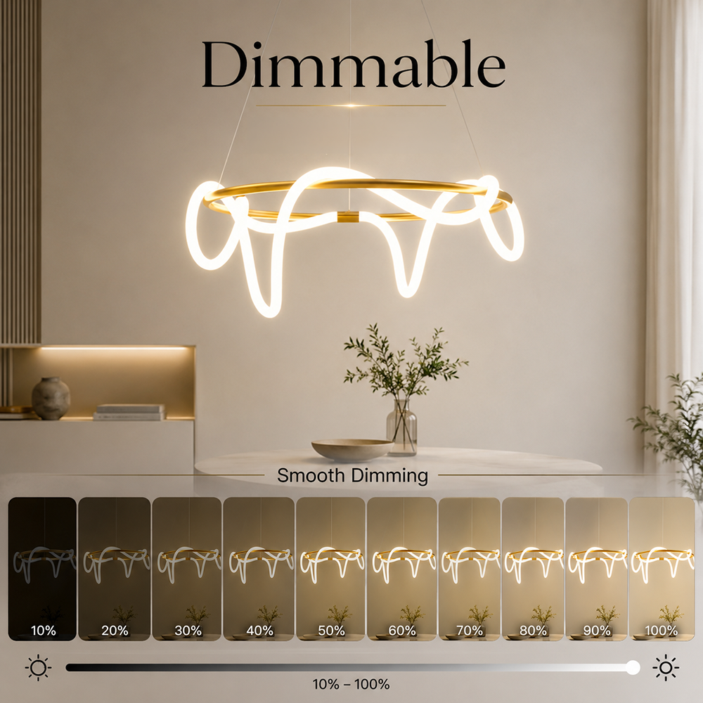 Plafonieră LED aurie Ø60 cm, dimabilă, Wi-Fi și telecomandă