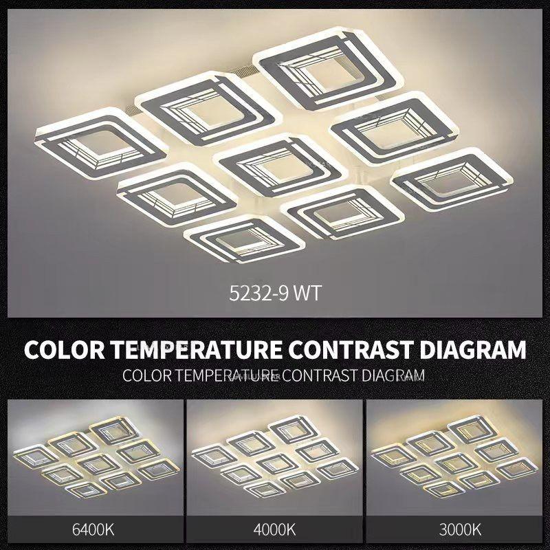 Plafonieră LED pătrată 65 cm, dimabilă, Wi-Fi, telecomandă, 3 culori