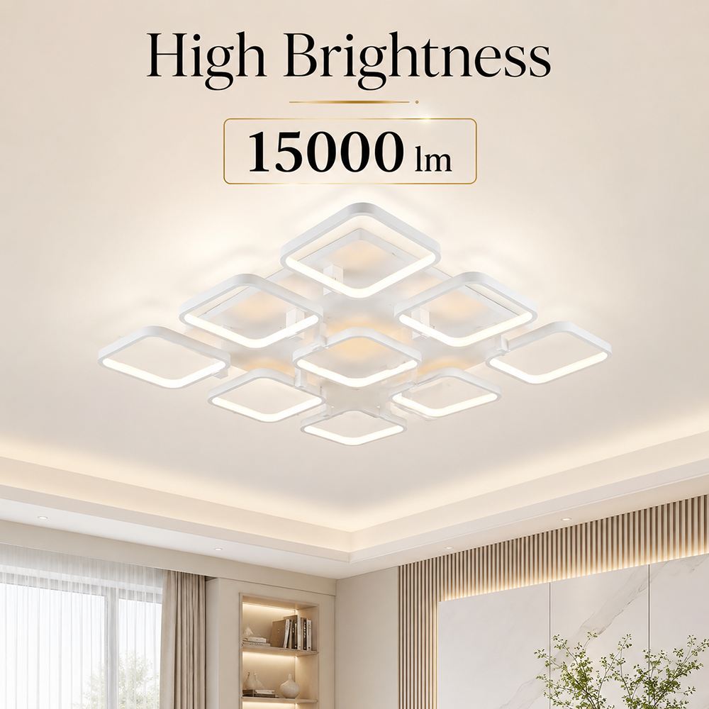 Plafonieră LED pătrată 65 cm, dimabilă, Wi-Fi, telecomandă, 3 culori