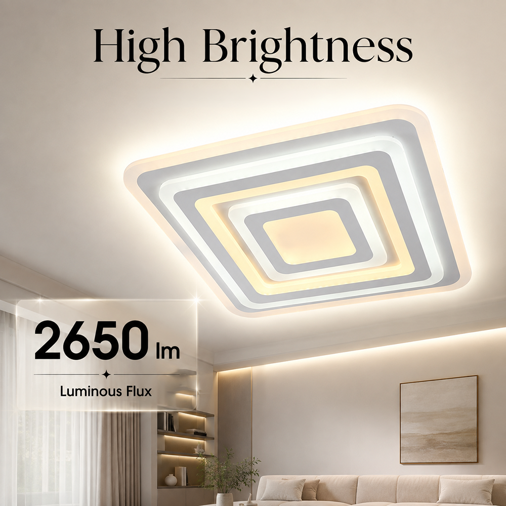 Aplică LED pătrată 50 cm pentru oglindă, dimabilă, Wi-Fi, telecomandă, albă