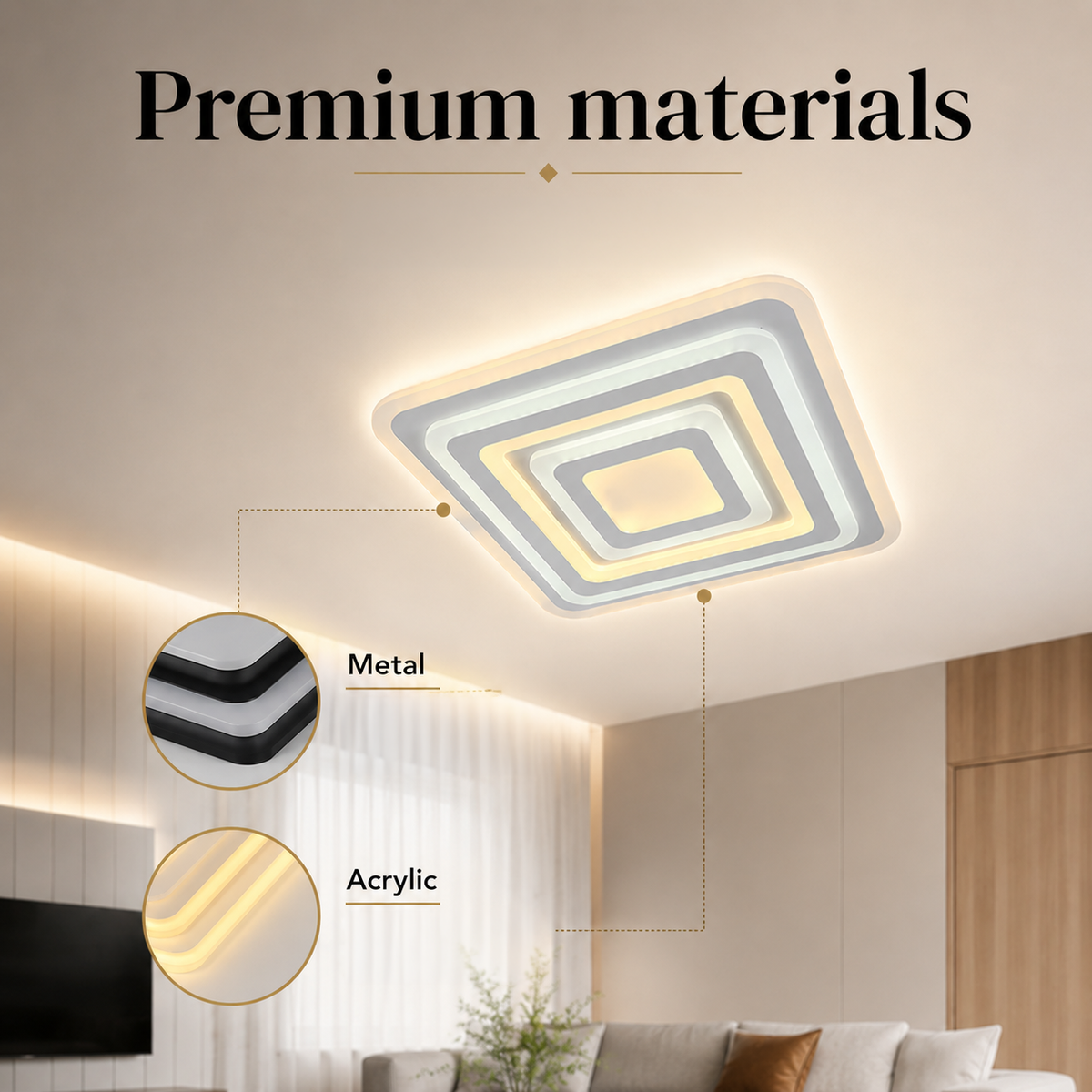 Aplică LED pătrată 50 cm pentru oglindă, dimabilă, Wi-Fi, telecomandă, albă