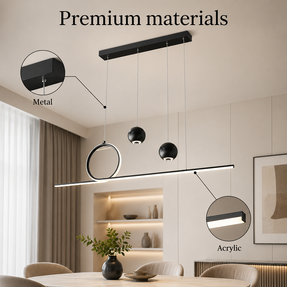 Plafonieră LED neagră, 98 cm, 96 W, telecomandă, 3 temperaturi de culoare