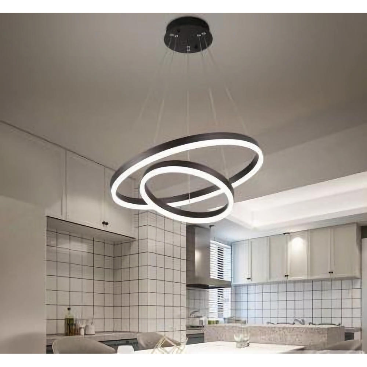 Plafonieră LED maro cafea, 2 surse, telecomandă, 100 cm