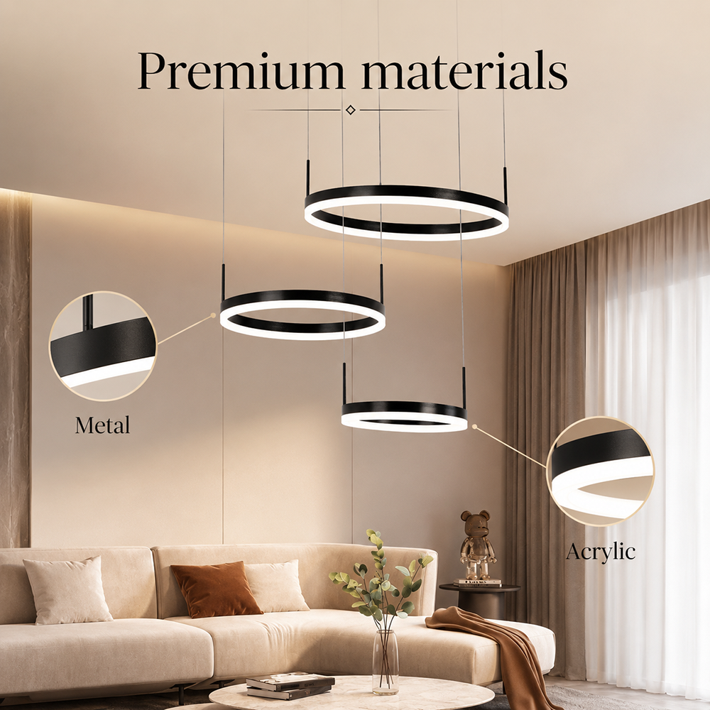 Plafonieră LED 96 W, 5000 lm, dimabilă Wi-Fi, cu telecomandă, maro cafea