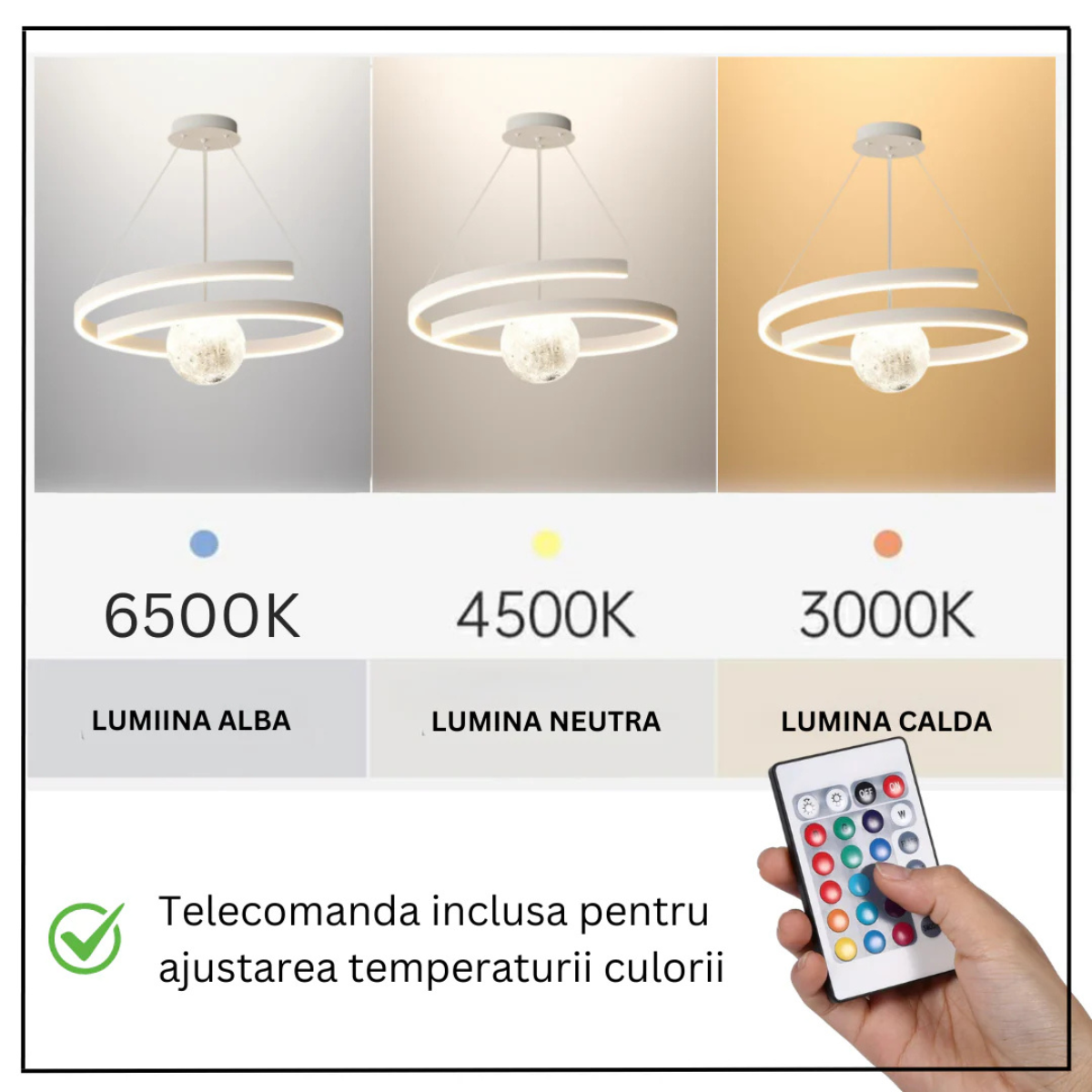 Plafonieră LED dimabilă cu telecomandă, albă, 48 × 100 cm