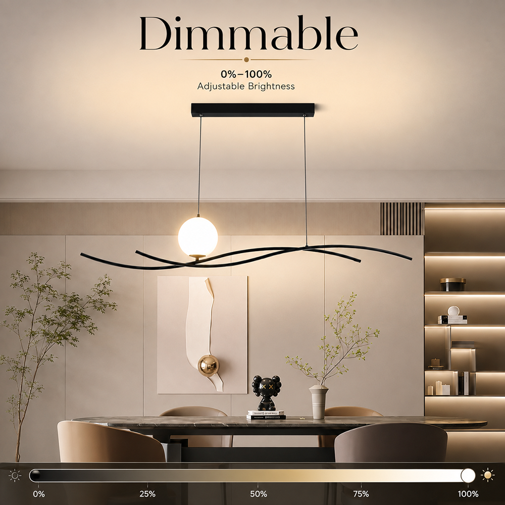 Plafonieră LED neagră dimabilă Wi-Fi cu telecomandă, 100 W, 5000 lm, 120 cm