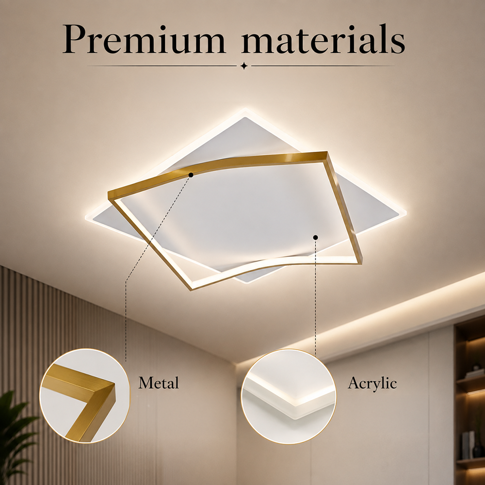 Lustră LED aurie de 50 cm, dimabilă, cu telecomandă, 7000 lm