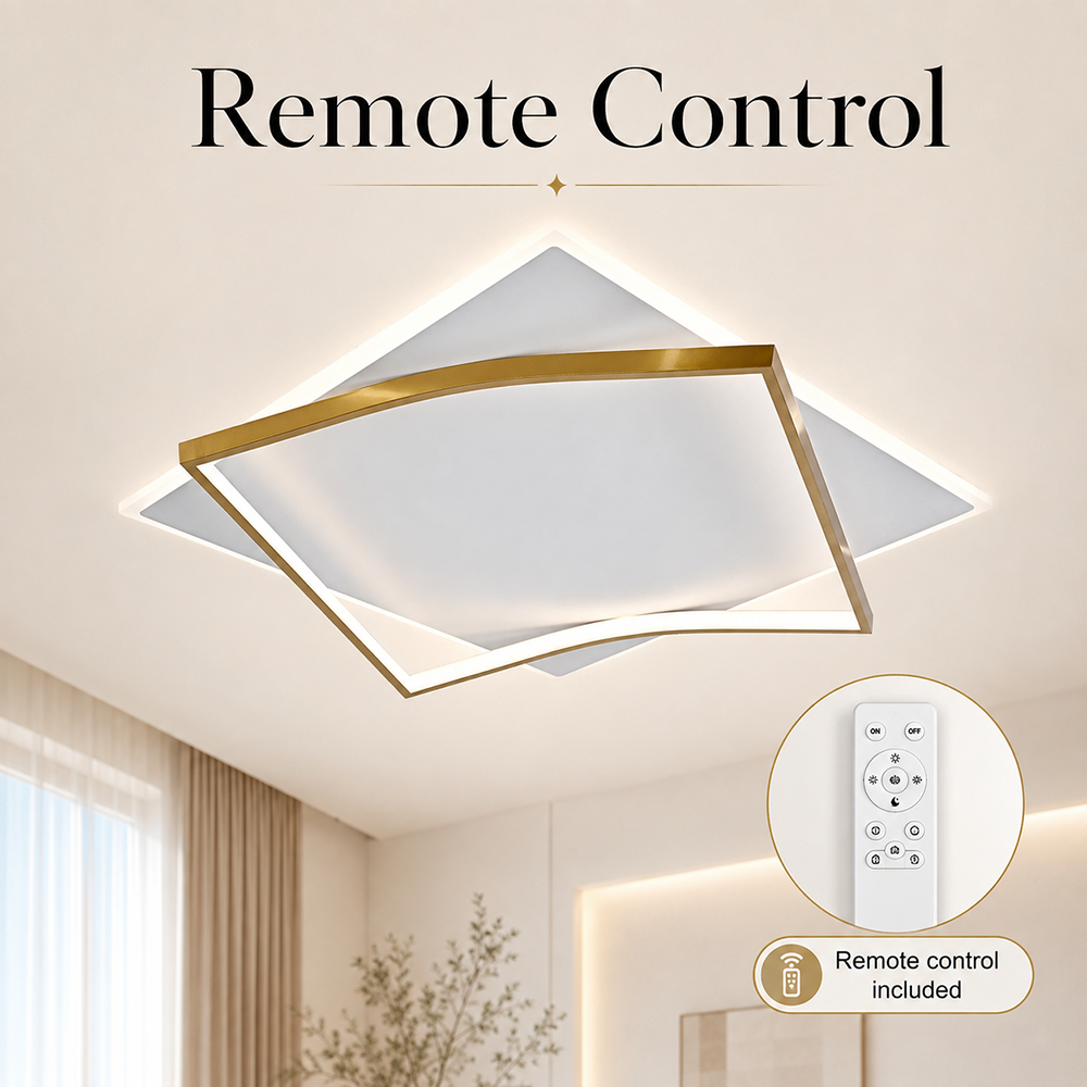 Lustră LED aurie de 50 cm, dimabilă, cu telecomandă, 7000 lm