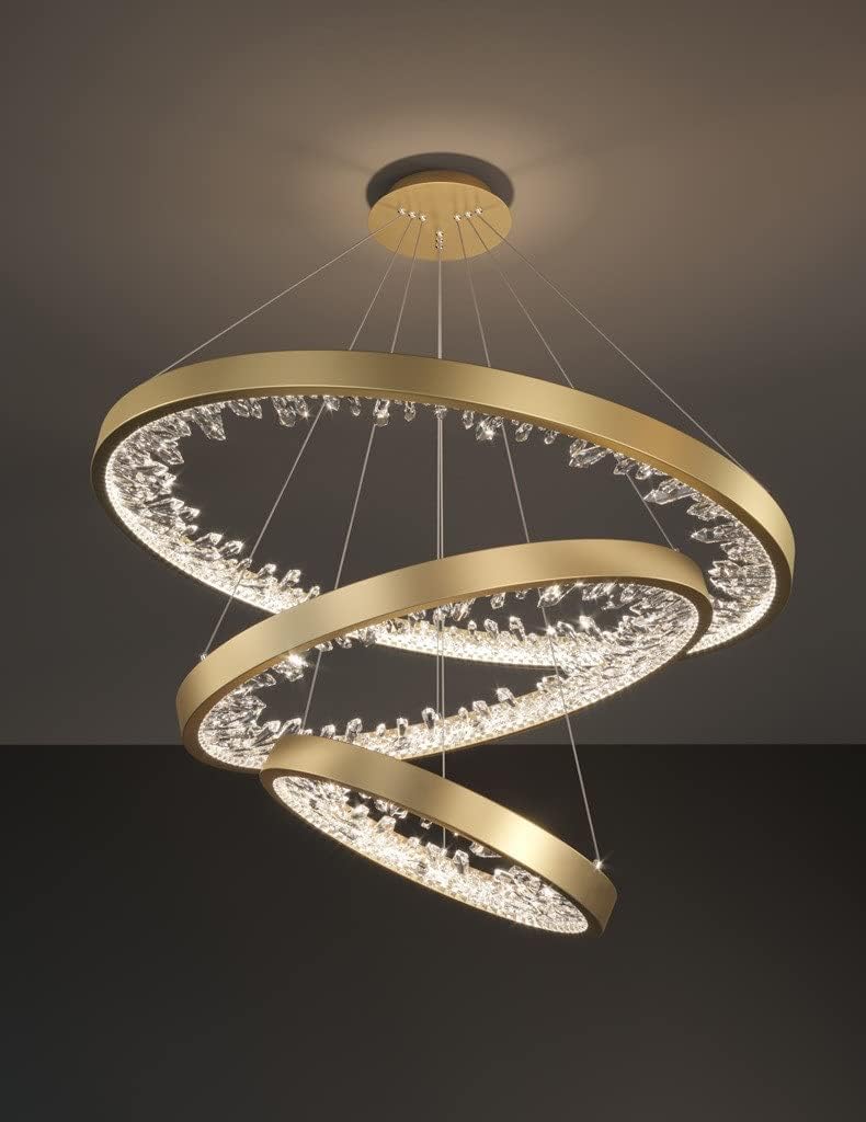 Plafonieră LED cu 3 inele, 80 cm, dimabilă, cu telecomandă
