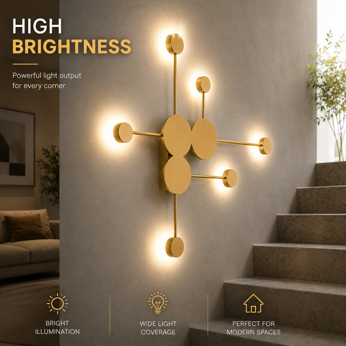 Plafonieră LED aurie, 3 temperaturi de culoare, 92 x 60 cm