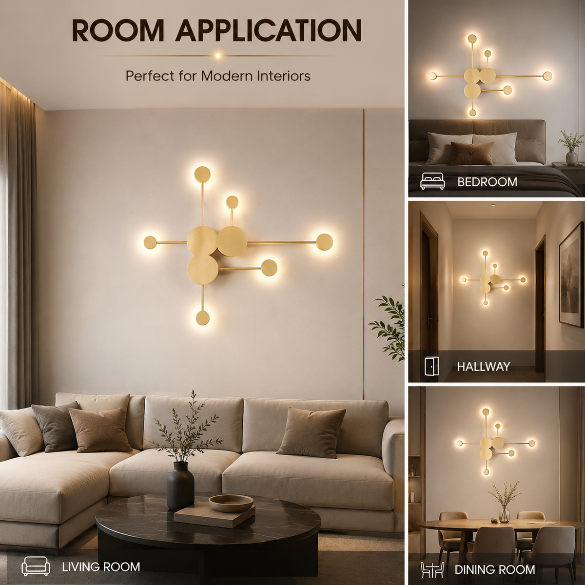 Plafonieră LED aurie, 3 temperaturi de culoare, 92 x 60 cm