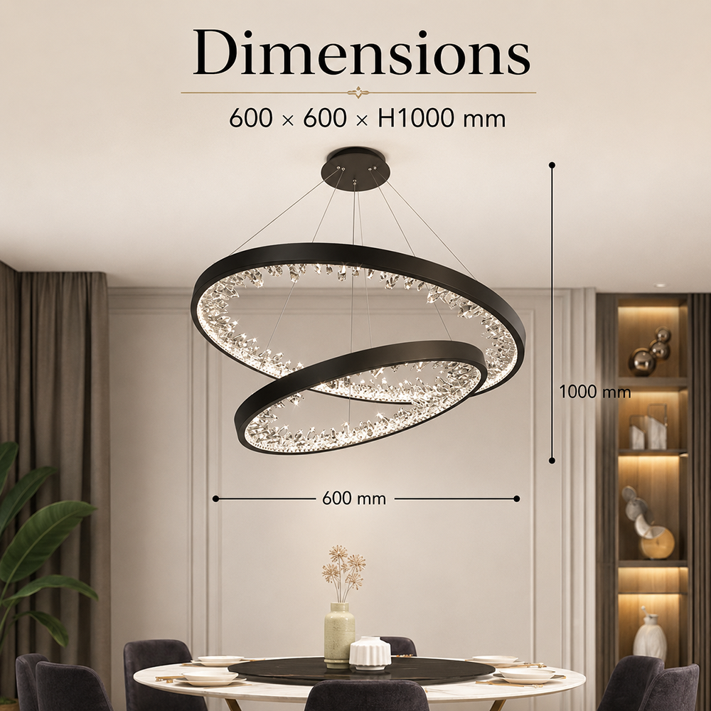 Plafonieră LED neagră, dimabilă, Wi-Fi și telecomandă, 126 W, 6000 lm