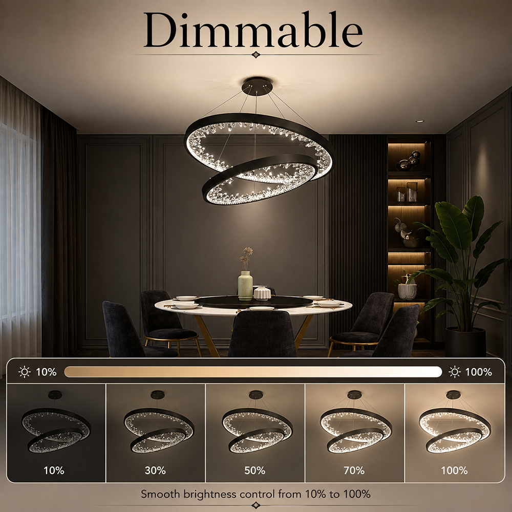Plafonieră LED neagră, dimabilă, Wi-Fi și telecomandă, 126 W, 6000 lm