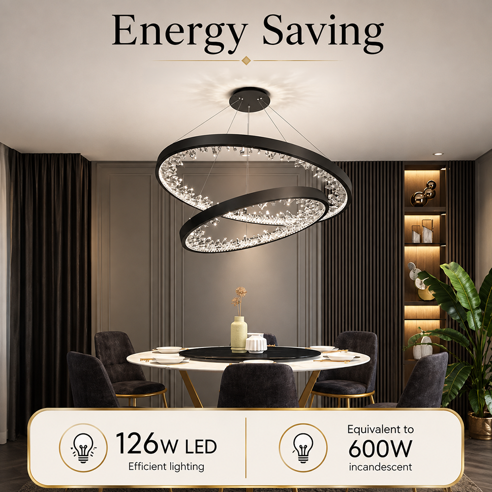 Plafonieră LED neagră, dimabilă, Wi-Fi și telecomandă, 126 W, 6000 lm