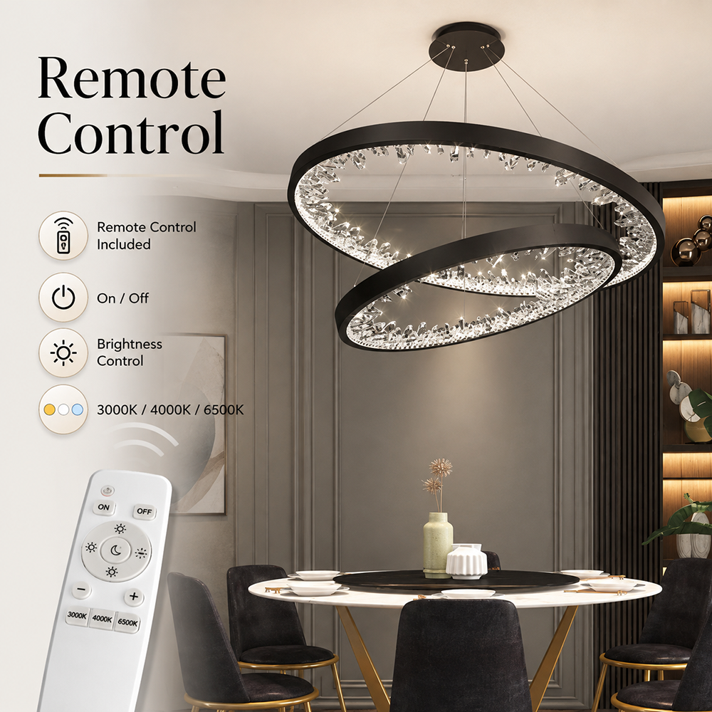 Plafonieră LED neagră, dimabilă, Wi-Fi și telecomandă, 126 W, 6000 lm